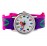 Orologio analogico - design floreale - cinturino in silicone (rosa e viola)
